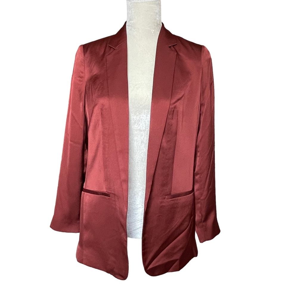 Express Women’s Satin Lightweight Open Front Blazer Size S Burnt Orange Lined - Picture 1 of 8